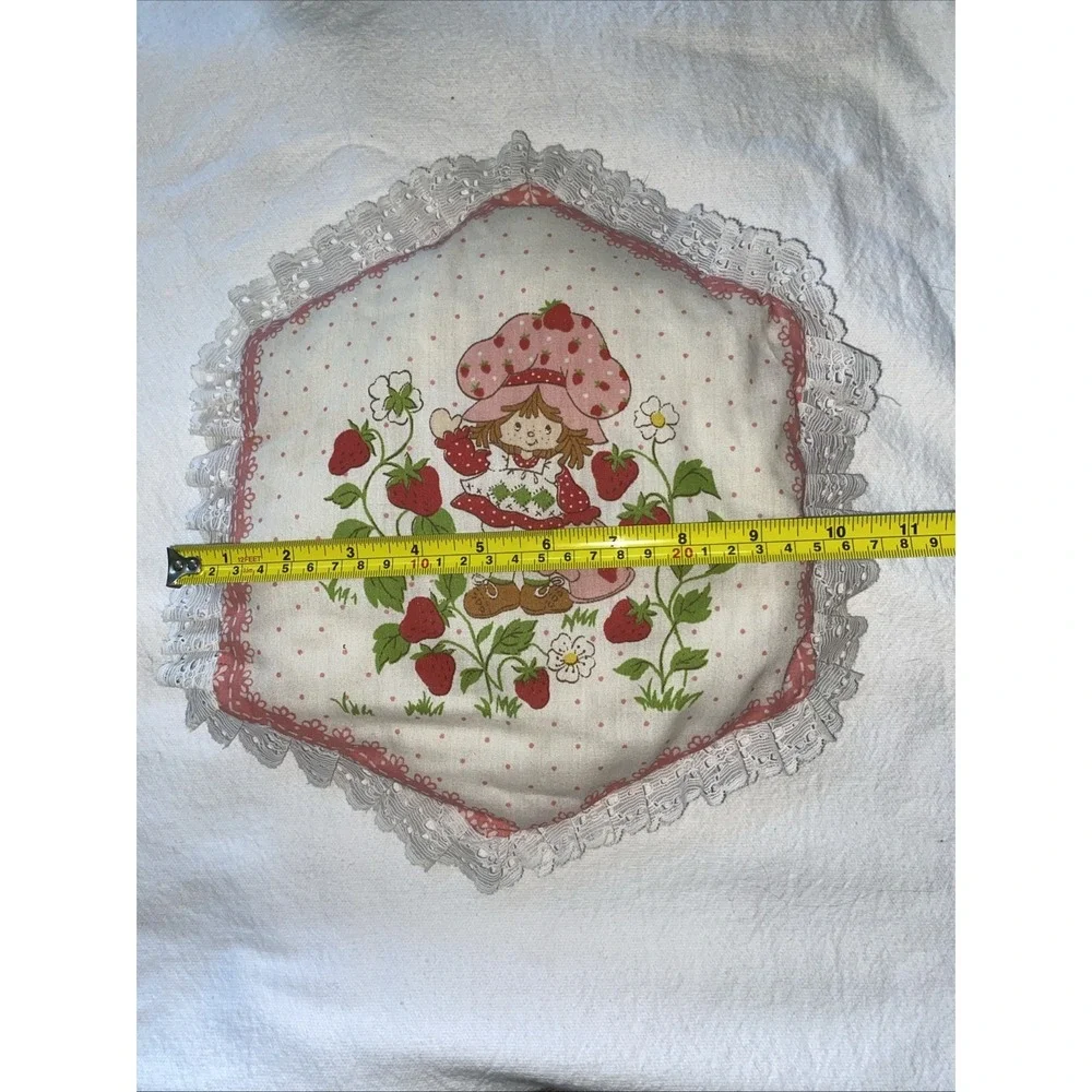 Vintage Handmade Strawberry Shortcake Pillow. 11 x 12 inches